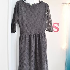 Shabby Apple Dark Gray Lace T length dress